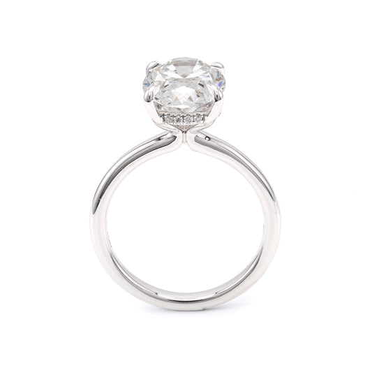 ReMARKable Designs Hidden Accent Solitaire Complete Engagement Ring in 18 Karat White Gold with 4.42ctw of Round Lab-Grown Diamonds, Clarity: VS1, Color: F
