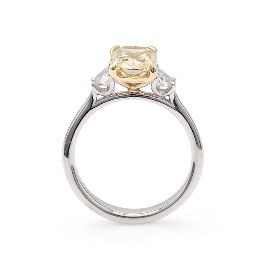 ReMARKable Designs Three Stone Hidden Accent Complete Engagement Ring in 14 Karat White - Yellow Gold with 3.03ctw of Round Lab-Grown Diamonds, Clarity: VS2, Color: Yellow