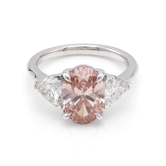 ReMARKable Designs Three Stone Complete Engagement Ring in 14 Karat White with 3.00ctw of Round Lab-Grown Diamonds, Color: Pink
