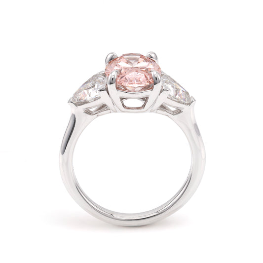 ReMARKable Designs Three Stone Complete Engagement Ring in 14 Karat White with 3.00ctw of Round Lab-Grown Diamonds, Color: Pink