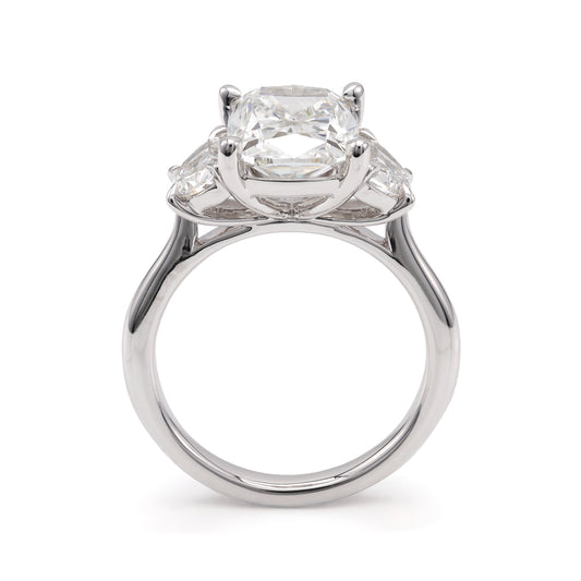 ReMARKable Designs Three Stone Complete Engagement Ring in 14 Karat White Gold with 4.04ctw of Round Lab-Grown Diamonds, Clarity: VS2, Color: E