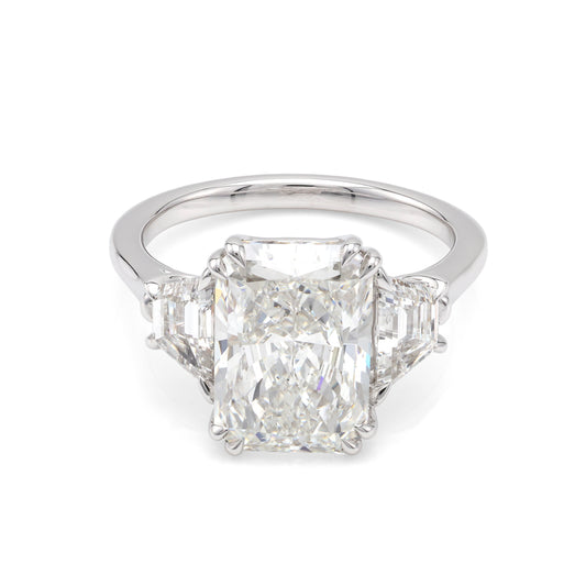 ReMARKable Designs Three Stone Complete Engagement Ring in 14 Karat White Gold with 5.06ctw of Round Lab-Grown Diamonds, Clarity: VS2, Color: F