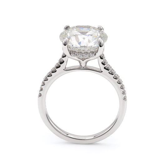 ReMARKable Designs Side Stone Complete Engagement Ring in 14 Karat White Gold with 5.01ctw of Round Lab-Grown Diamonds, Clarity: VS, Color: G