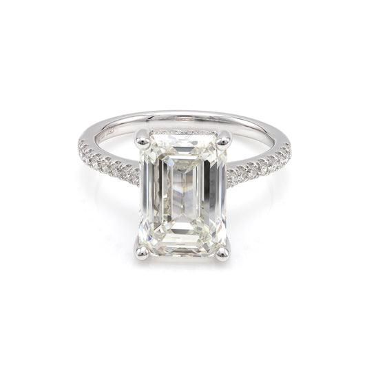 ReMARKable Designs Hidden Accent Side Stone Complete Engagement Ring in 14 Karat White with 5.09ctw of Round Lab-Grown Diamonds, Clarity: VS1, Color: G