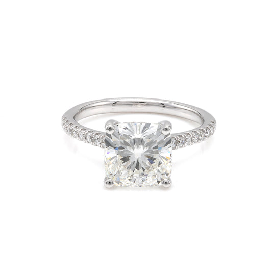 ReMARKable Designs Hidden Accent Complete Engagement Ring in 14 Karat White Gold with 3.08ctw of Round Lab-Grown Diamonds, Clarity: VS1, Color: F