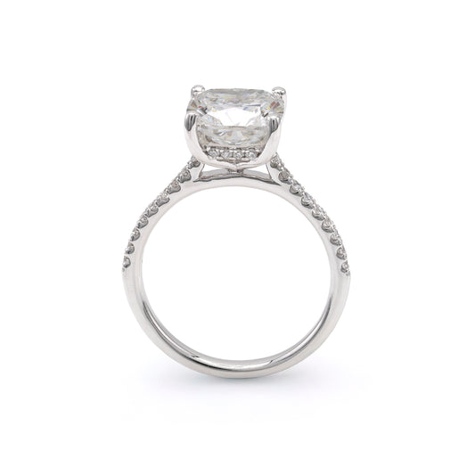 ReMARKable Designs Hidden Accent Complete Engagement Ring in 14 Karat White Gold with 3.08ctw of Round Lab-Grown Diamonds, Clarity: VS1, Color: F