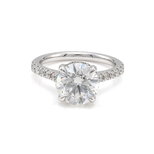 ReMARKable Designs Hidden Accent Complete Engagement Ring in 14 Karat White with 2.00ctw of Round Lab-Grown Diamonds, Clarity: VS2, Color: F