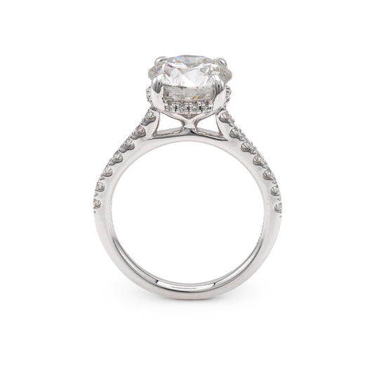 ReMARKable Designs Hidden Accent Side Stone Complete Engagement Ring in 14 Karat White Gold with 3.04ctw of Round Lab-Grown Diamonds, Clarity: VS1, Color: G