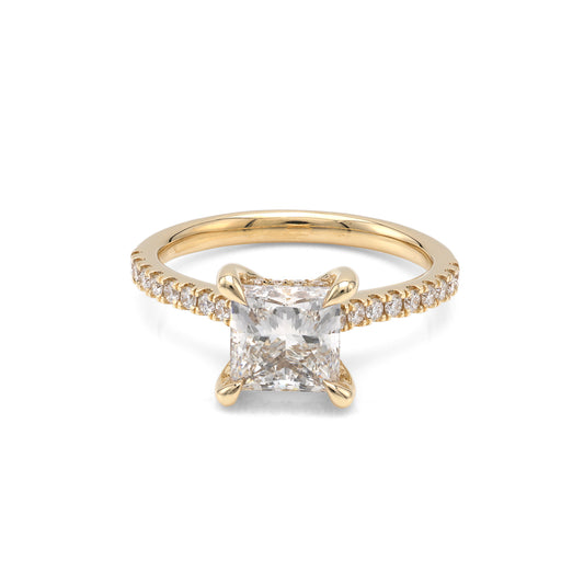 ReMARKable Designs Lab-Grown Diamond Complete Engagement Ring in 14 Karat Yellow Gold, Clarity: VS2, Color: G, Size: 7