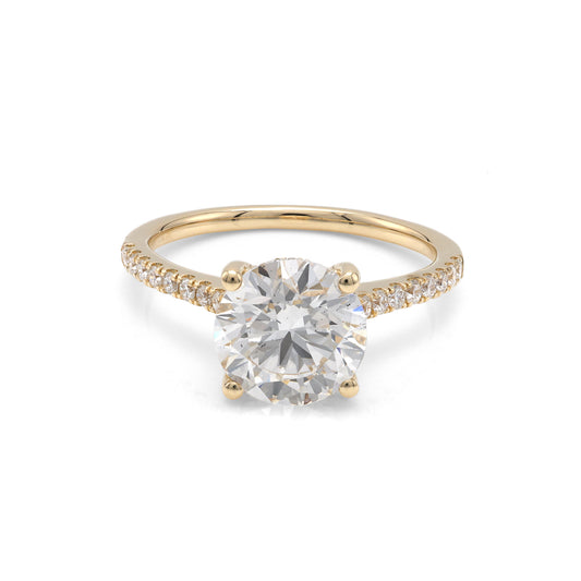 ReMARKable Designs Lab-Grown Diamond Complete Engagement Ring in 14 Karat Yellow Gold, Clarity: VS2, Color: G, Size: 7