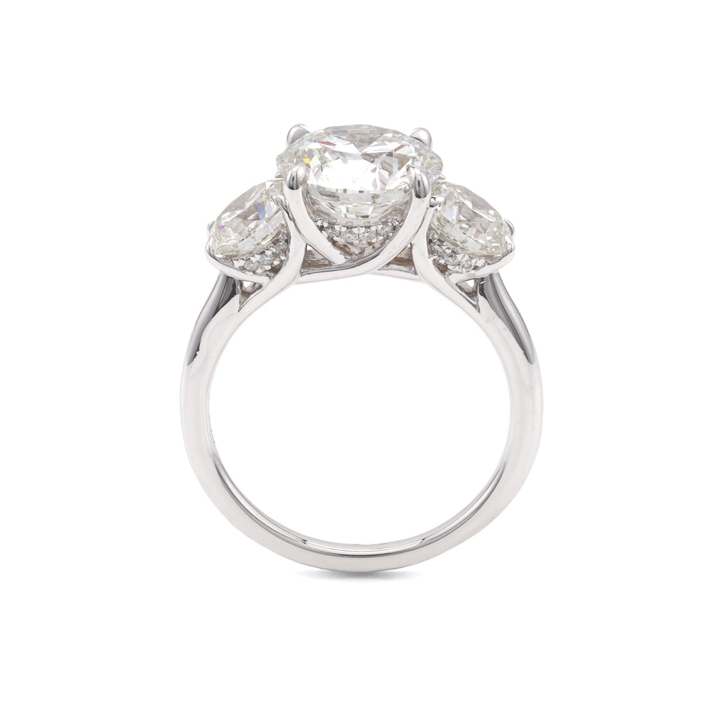 Three-stone white gold diamond ring.