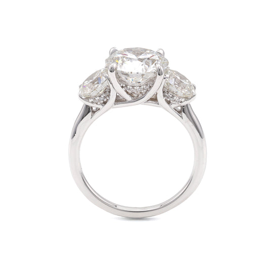 Three-stone white gold diamond ring.