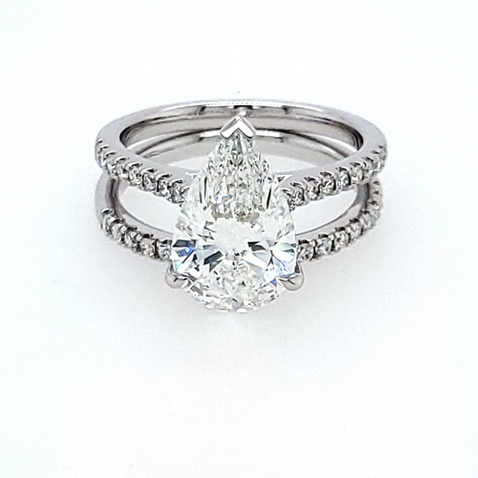 ReMARKable Designs Hidden Accent Complete Engagement Ring in 14 Karat White Gold with 3.03ctw of Round Lab-Grown Diamonds
