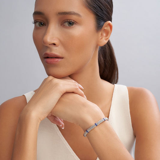 LAGOS Blue Caviar Collection Bracelet (No Stones) in Sterling Silver - Ceramic White - Blue