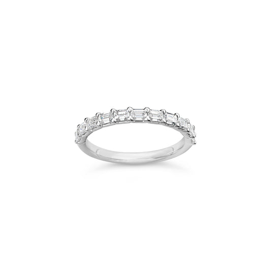 ReMARKable Designs Natural Diamond Ladies Wedding Band in 14 Karat White Gold with 0.88ctw Emerald Diamonds, Size 6.5