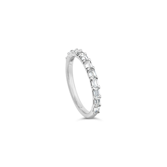 ReMARKable Designs Natural Diamond Ladies Wedding Band in 14 Karat White Gold with 0.88ctw Emerald Diamonds, Size 6.5