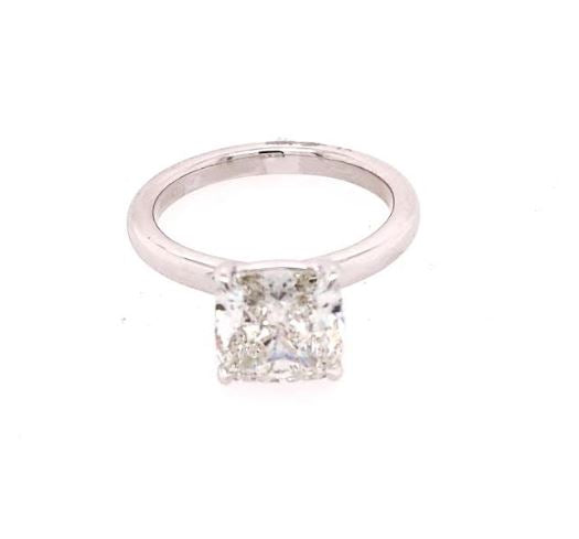Solitaire Lab-Grown Diamond Complete Engagement Ring in 14 Karat White with 3.23ctw H VVS2 Square Cushion Lab Grown Diamond