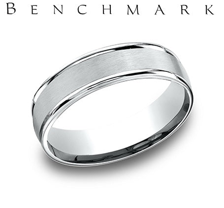 14K white gold carved band, polished satin finish.