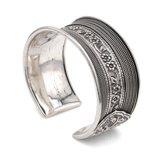 Marks Estate Department 2 Estate Collection Cuff Bracelet (No Stones) in Sterling Silver White