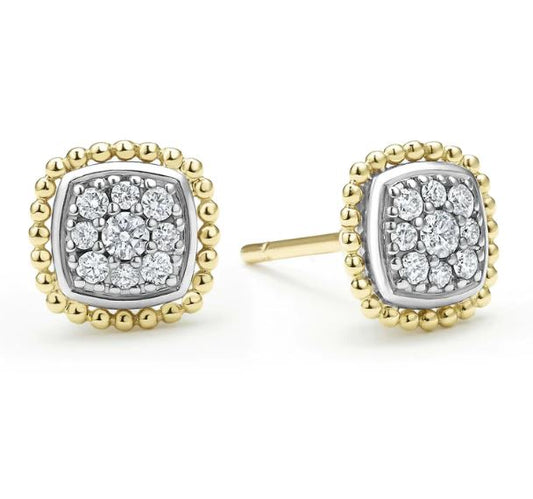 Stud Natural Diamond Earrings in Sterling Silver - 18 Karat White - Yellow with 0.23ctw Round Diamonds
