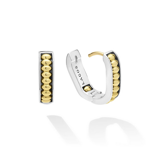 LAGOS Signature Caviar Collection Earrings (No Stones) in Sterling Silver 18 Karat White Yellow Gold