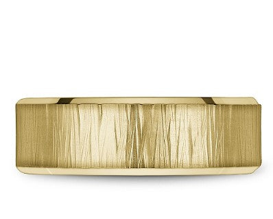14K Yellow Gold Carved Band, Polished-Brushed, Size 10