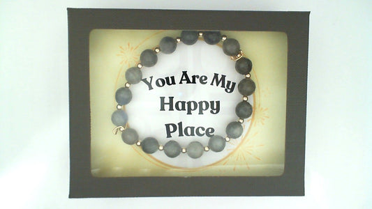 Stretch Color Gemstone Bracelet in Gold Filled Yellow with 17 Round Labradorites