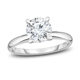 Solitaire Natural Diamond Complete Engagement Ring in 14 Karat White with 1.52ctw J I1 Round Diamond