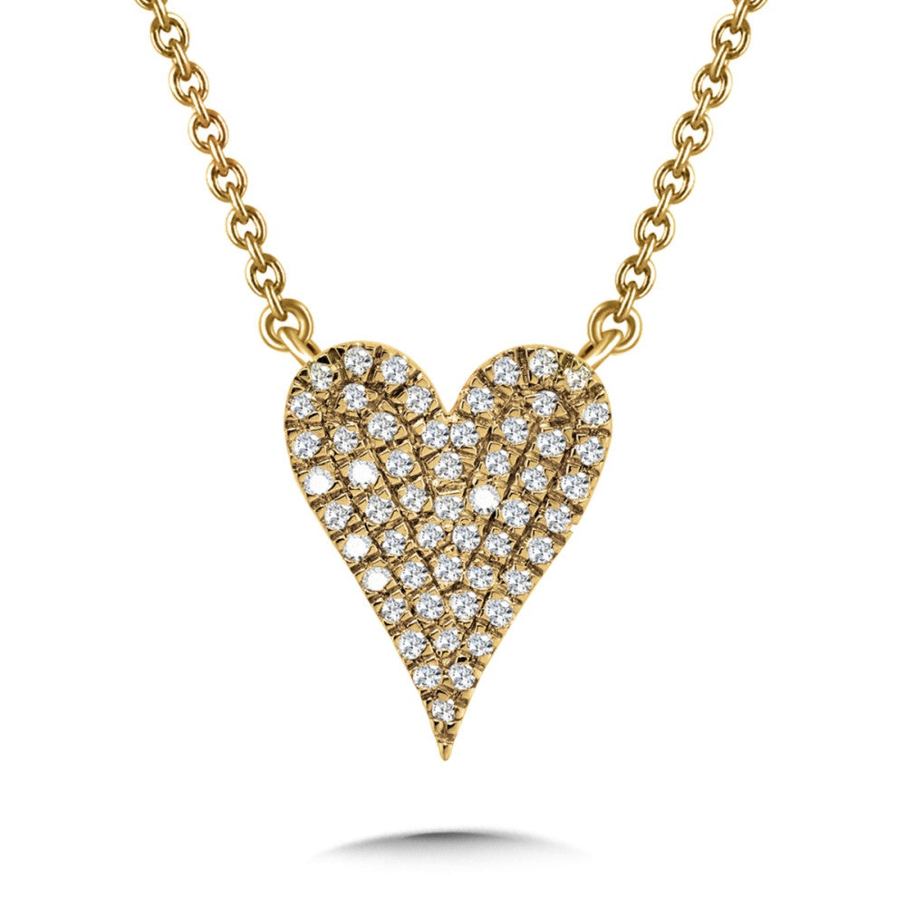 Heart-shaped diamond necklace, yellow gold.