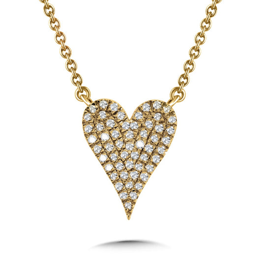 Heart-shaped diamond necklace, yellow gold.