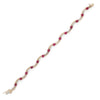 M Estate Collection Alternating Link Color Gemstone Bracelet in 14 Karat Yellow with 14 Round Rubies 4.90ctw
