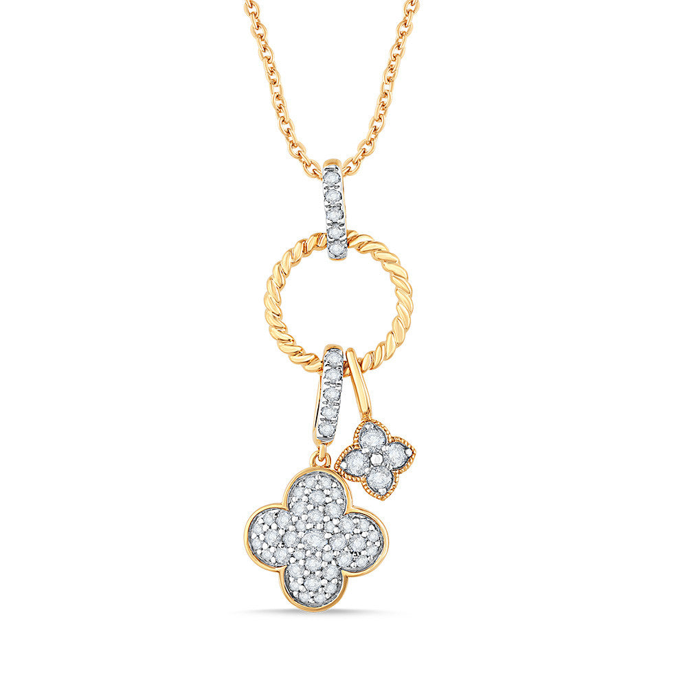 Clover diamond necklace in yellow gold.
