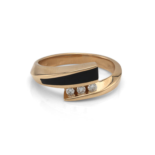 Marks Estate Dept 1 Unique Onyx Color Gemstone Ring in 14 Karat Yellow Gold