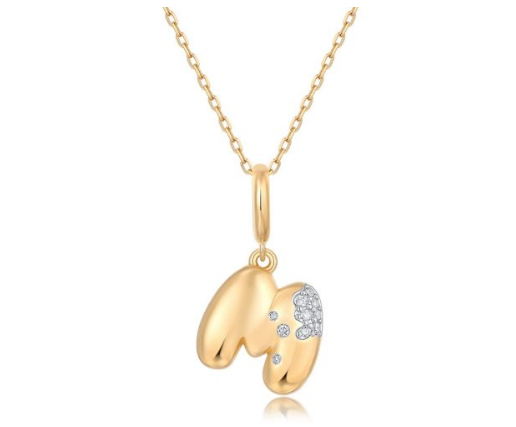 Gold pendant with diamonds on chain.