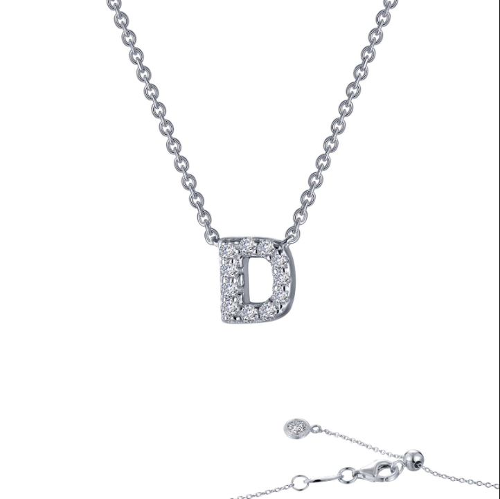 Initial Simulated Diamond Necklace in Platinum Bonded Sterling Silver 0.40ctw