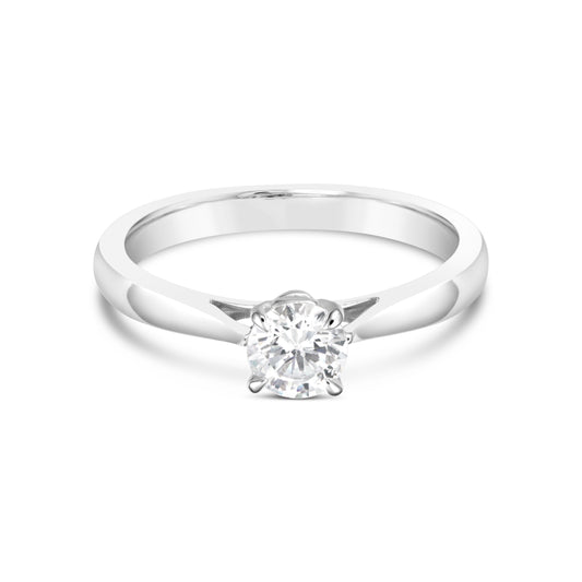 Solitaire Natural Diamond Semi-Mount Engagement Ring in 14 Karat White