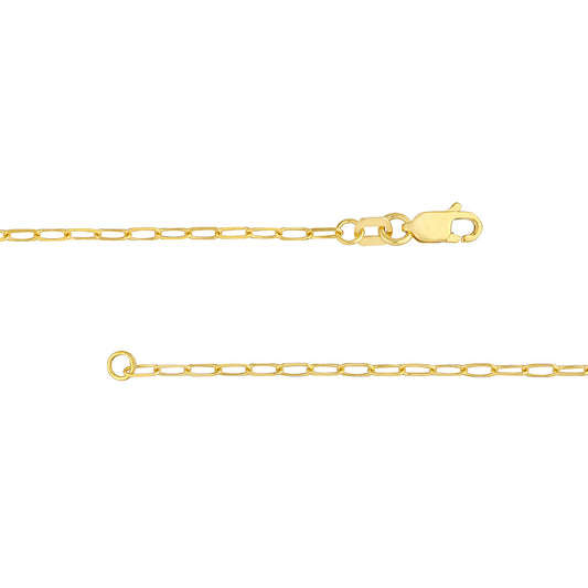 Yellow gold paperclip chain necklace with clasp.