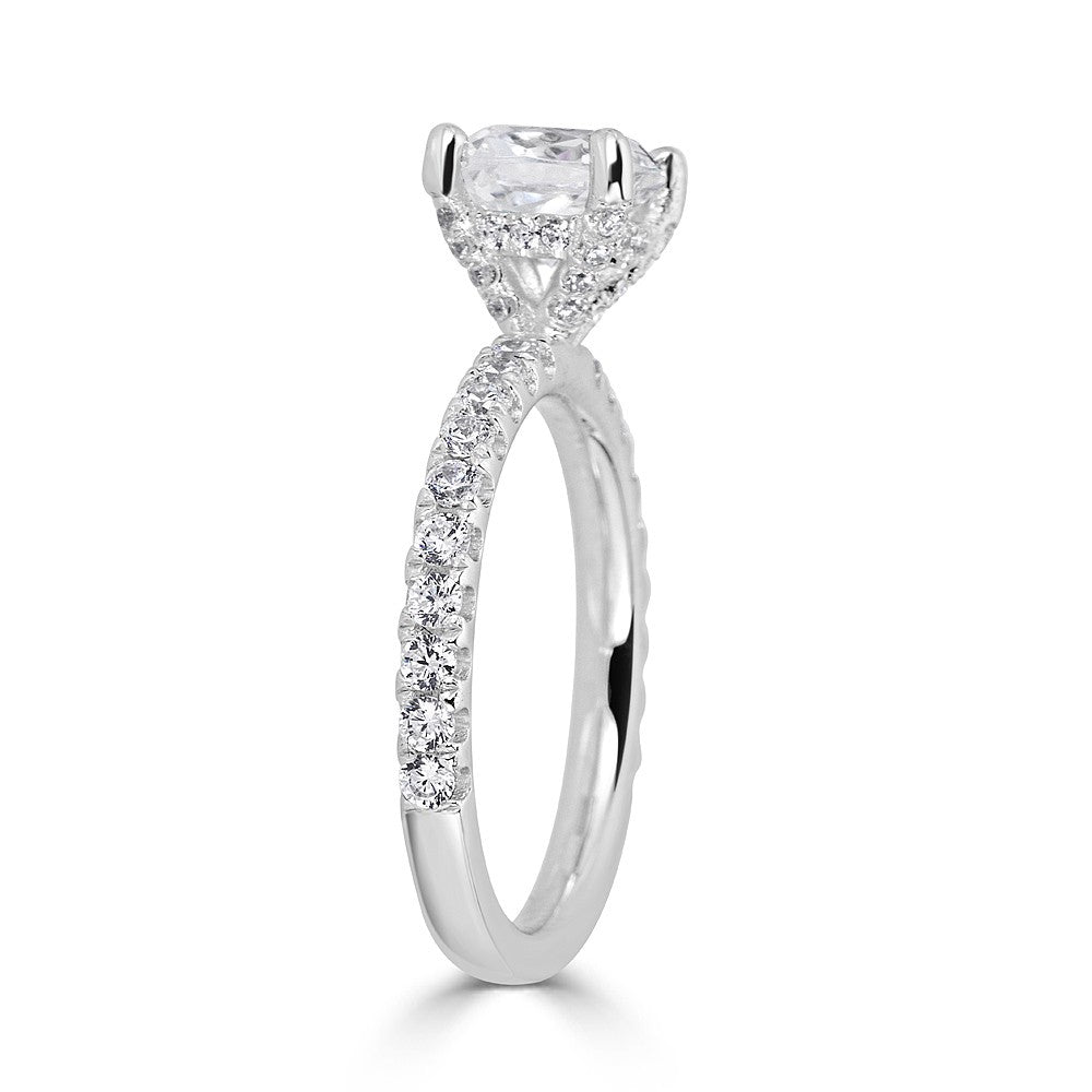 14K white gold ring with diamonds.