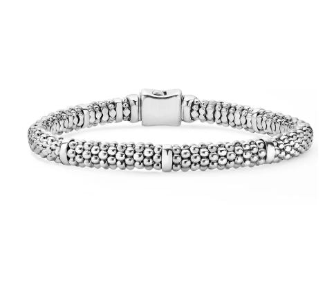 LAGOS Marks Estate Department 2 Caviar Bracelet (No Stones) in Sterling Silver White