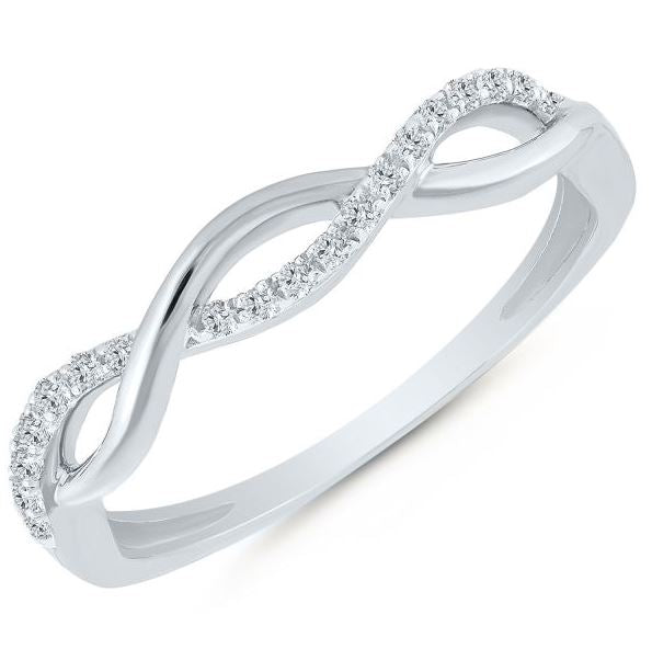 Diamond-accented twisted white gold ring.