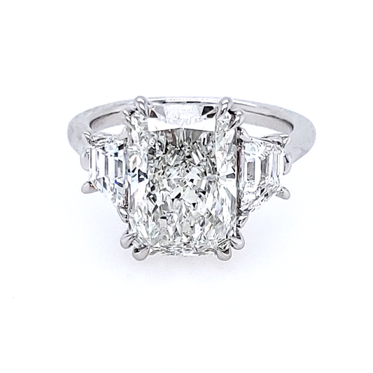 Three Stone Lab-Grown Diamond Complete Engagement Ring in 14 Karat White with 5.05ctw F VS2 Radiant Lab Grown Diamond
