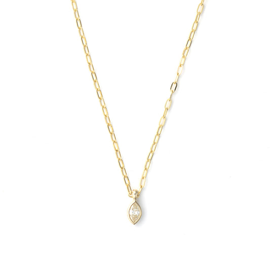 ReMARKable Designs Layered Natural Diamond Necklace in 14 Karat Yellow Gold with I3 Clarity, K Color, Paperclip Chain, Spring Ring Clasp
