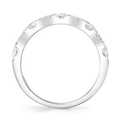 White gold ring with round diamonds.
