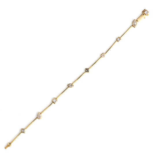 ReMARKable Designs Beautiful Not Broken Collection Natural Diamond Bracelet in 14 Karat Yellow Gold with 2.32ctw Various Shapes Diamonds