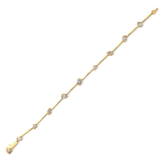 ReMARKable Designs Beautiful Not Broken Collection Natural Diamond Bracelet in 14 Karat Yellow Gold with 2.645ctw Various Shapes Diamonds