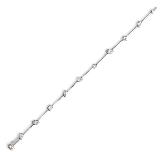 ReMARKable Designs Beautiful Not Broken Collection Natural Diamond Bracelet in 14 Karat White Gold with 2.945ctw Various Shapes Diamonds