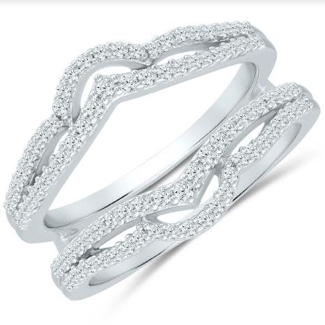 14K white gold diamond contour band.