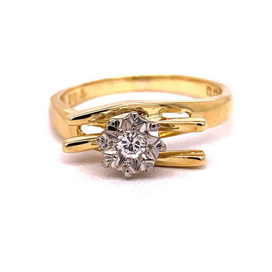 Solitaire Natural Diamond Natural Diamond Engagement Ring in 18 Karat White - Yellow Round Diamond
