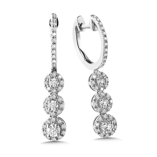 Diamond drop earrings in white gold.