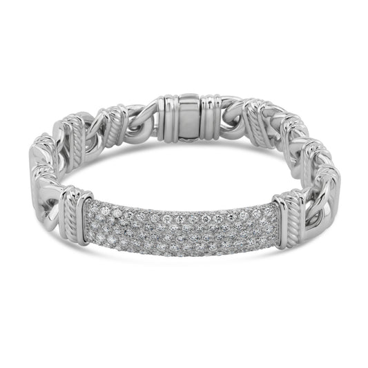 David Yurman 18K White Gold 3.40ct Diamond Madison ID Bracelet